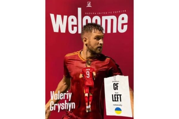 Berikut adalah beberapa alternatif judul untuk "Valeriy Gryshyn Lengkapi Komposisi Pemain Asing Madura United":

1. "Valeriy Gryshyn Resmi Bergabung, Lengkapi Skuad Asing Madura United"
2. "Madura United Sambut Kedatangan Valeriy Gryshyn, Tambah Daya Pikat Tim"
3. "Valeriy Gryshyn: Pemain Asing Terbaru yang Memperkuat Madura United"
4. "Valeriy Gryshyn Menyempurnakan Komposisi Pemain Asing Madura United"
5. "Komposisi Pemain Asing Madura United Semakin Kuat dengan Kehadiran Valeriy Gryshyn"

Silakan pilih salah satu atau gunakan sebagai inspirasi!